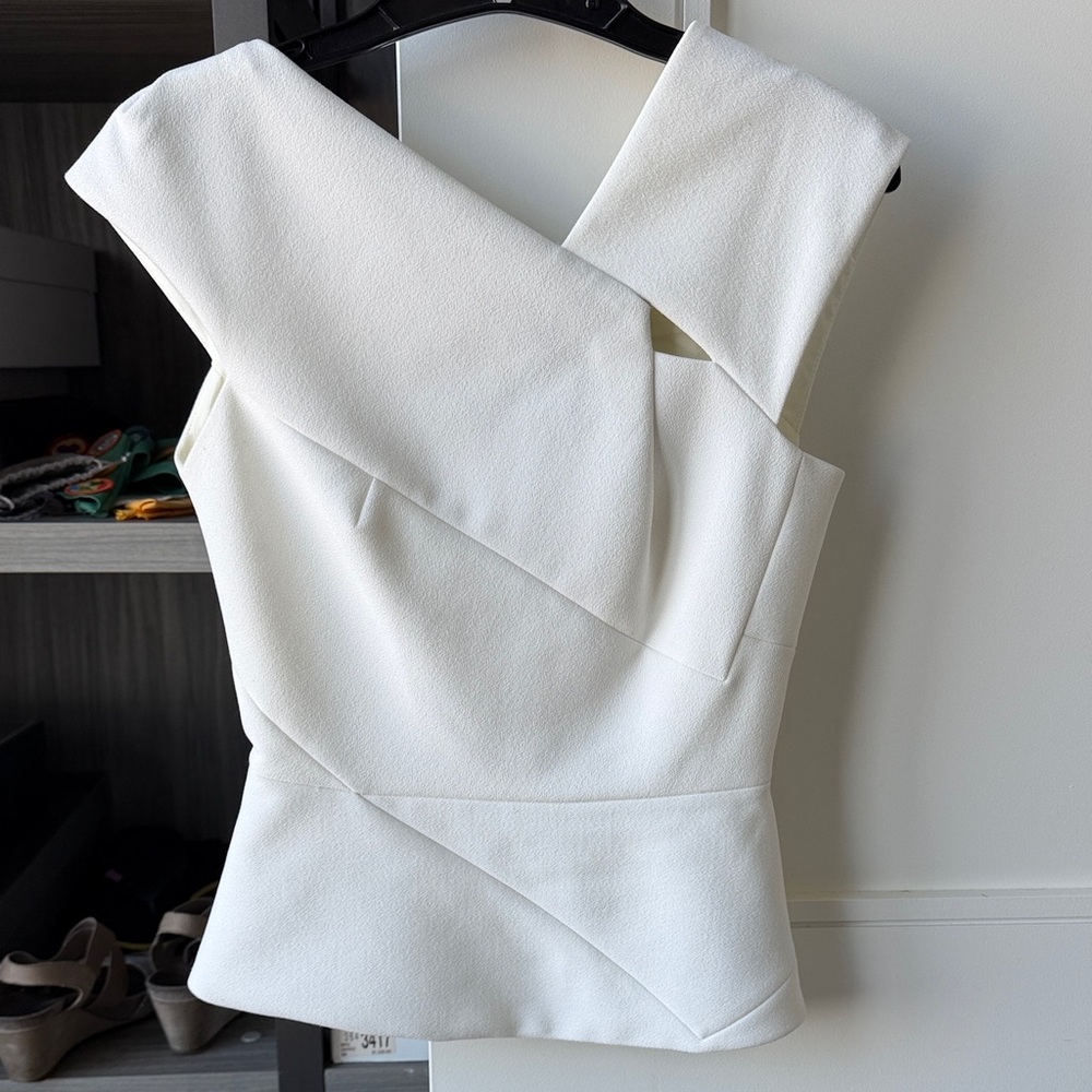 Roland Mouret White Sleeveless Peplum Top